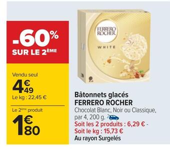 Ferrero rocher bâtonnets glacés