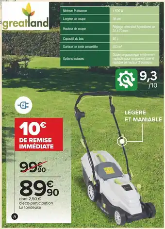 Carrefour Great land tondeuse électrique 1500 w offre