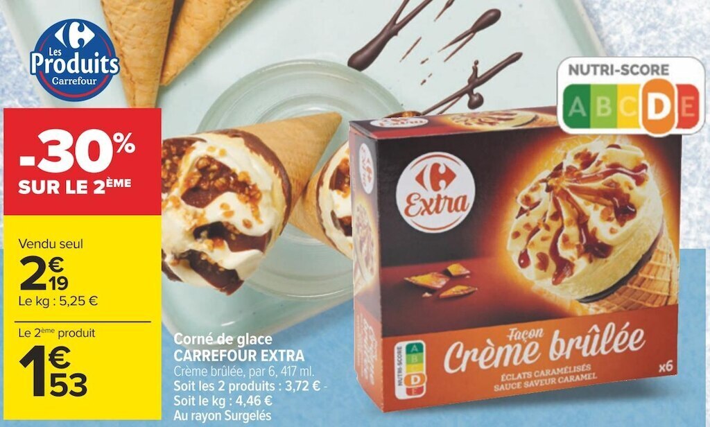 Promo Carrefour extra corné de glace chez Carrefour