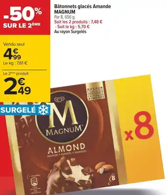 Carrefour Magnum bâtonnets glacés amande offre