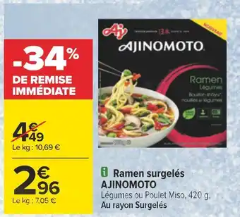 Carrefour Ajinomoto ramen surgelés offre