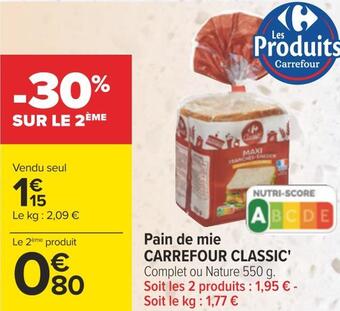 Carrefour Carrefour classic' pain de mie offre
