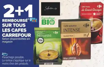 Carrefour Carrefour 2+1 remboursé sur tous les cafes carrefour offre