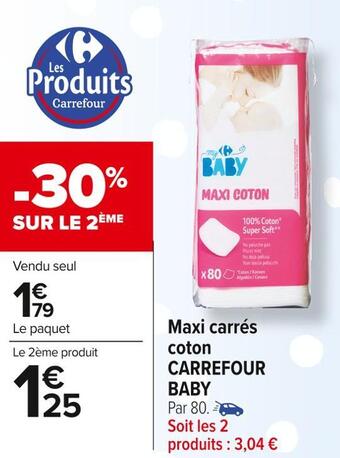 Carrefour Market Carrefour baby maxi carrés coton offre