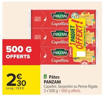Carrefour Panzani pâtes offre