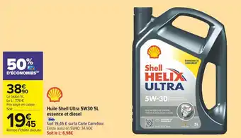 Carrefour Market Shell huile ultra 5w30 5l essence et diesel offre