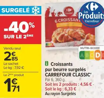 Carrefour Carrefour classic' croissants pur beurre surgelés offre