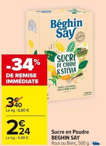 Carrefour Market Beghin say sucre en poudre offre