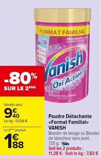 Carrefour Market Vanish poudre détachante format familial offre