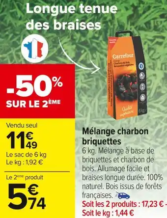 Carrefour Market Carrefour mélange charbon briquettes offre