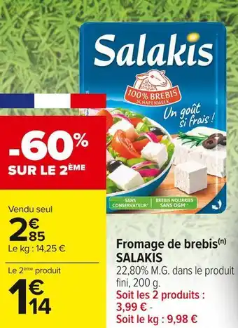 Carrefour Market Salakis fromage de brebis offre