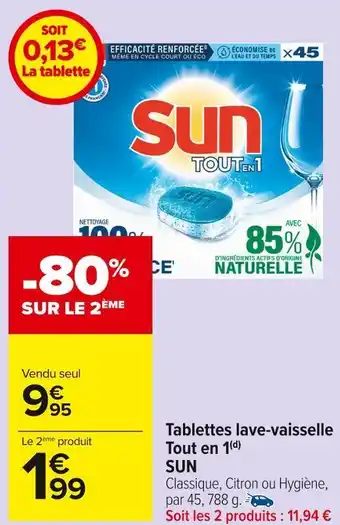 Carrefour Market Sun tablettes lave-vaisselle tout en 1(d) offre