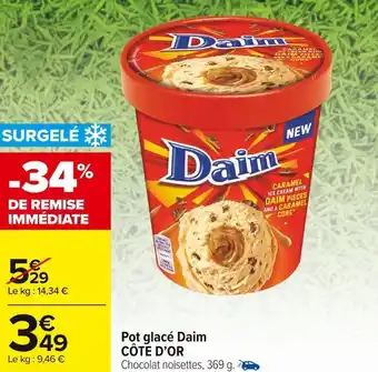 Carrefour Market Côte d’or pot glacé daim offre