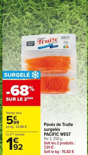 Carrefour Market Pacific west pavés de truite surgelés offre