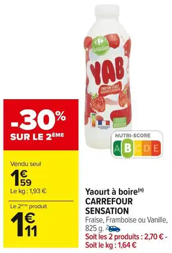 Carrefour Market Carrefour sensation yaourt à boire offre