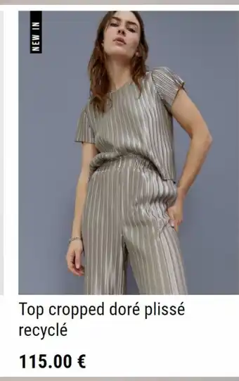 Top croppes doré plissé recyclé