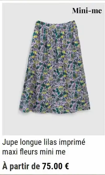 Jupe longue lilas imprimé maxi fleurs mini me