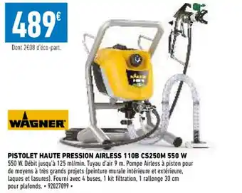 Brico Cash Pistolet Haute Pression Airless 110B CS250M 550 W offre
