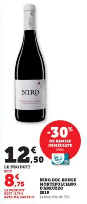 Super U Miro doc rouge montepulciano d'abruzzo 2019 offre