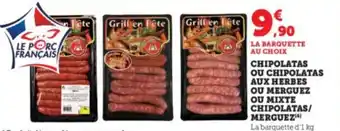 Super U Chipolatas ou chipolatas aux herbes ou merguez offre