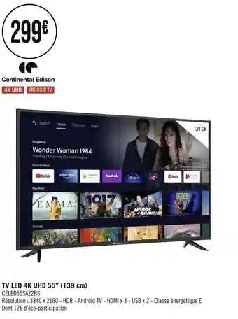 Géant Casino TV LED 4K UHD 55" offre