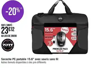 Géant Casino Sacoche PC portable 15.6" avec souris sans fil offre