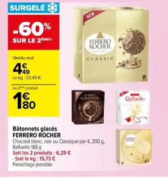 Carrefour Contact Bâtonnets Glacés Ferrero Rocher offre