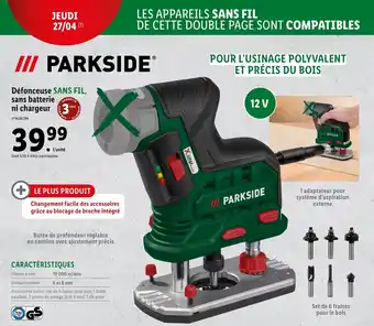 Lidl Parkside defonceuse sans batterie ni chargeur offre