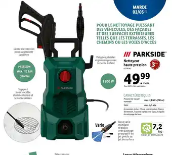 Lidl Parkside nettoyeur haute pression offre