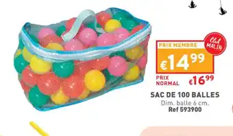 Trafic Sac de 100 balles offre