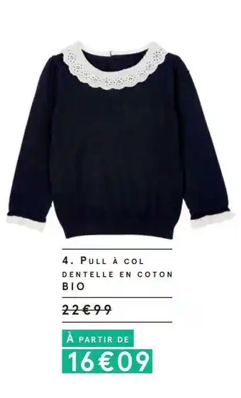 Monoprix Pull à col dentelle en coton bio offre