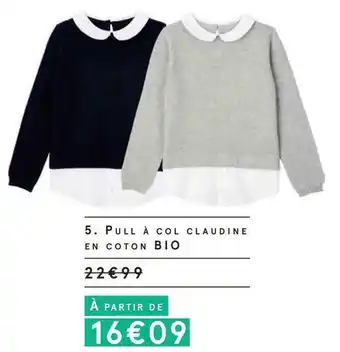 Monoprix Pull à col claudine en coton offre