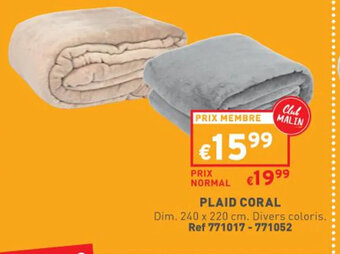 Trafic Plaid coral offre