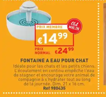 Trafic Fontaine a eau pour chat offre