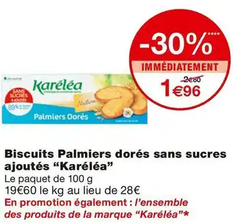 Monoprix Biscuits Palmiers dorés sans sucres ajoutés offre