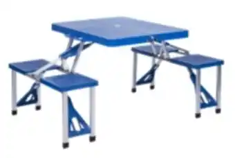 Table de camping 4 places avec banc - kingcamp - forme valise - dimensions : 85 x 65 x 65 cm
