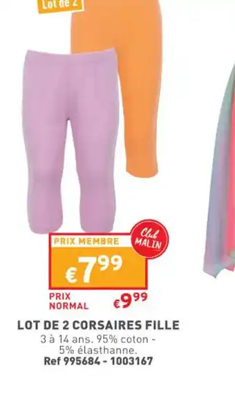 Trafic Lot de 2 corsaires fille offre