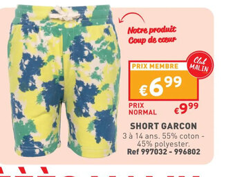 Trafic Short garcon offre