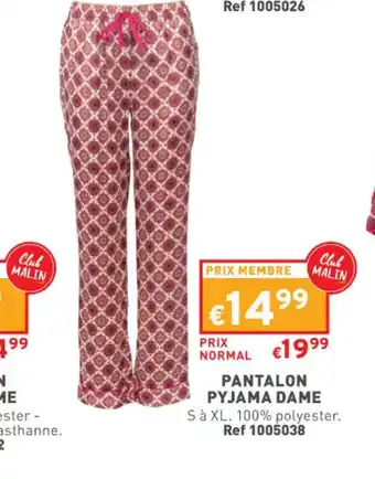 Trafic Pantalon pyjama dame offre