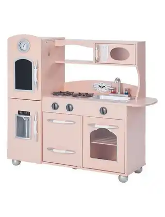 Cuisine enfant little chef dinette en bois rose fille garçon jeux td-11414p