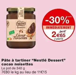 Monoprix Pâte à tartiner cacao noisettes offre