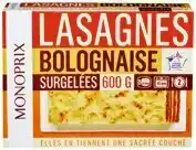 Monoprix Plat cuisiné surgelé lasagnes bolognaise offre