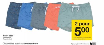 Zeeman Short bébé offre