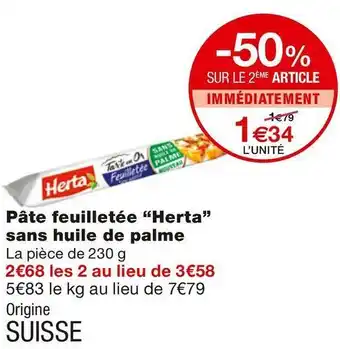 Monoprix Pâte feuilletée sans huile de palme offre