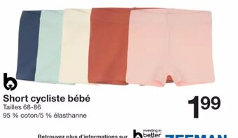 Zeeman Short cycliste bébé offre