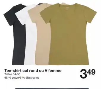 Zeeman Tee-shirt col rond ou V femme offre