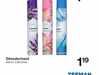 Zeeman Désodorisant 400 ml. 2,98 €/litre. offre