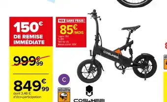 Carrefour Velo pliant avec assistance electrique offre