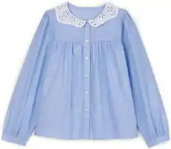 Monoprix Blouse fil à fil col dentelle en coton bio offre