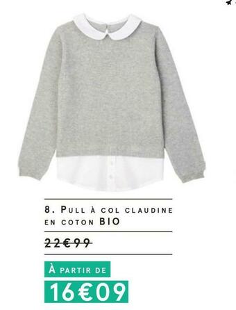 Monoprix Pull à col claudine en coton offre